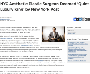 New York Post Names Dr. Ira Savetsky Among Top NYC Plastic Surgeons