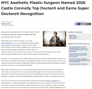 NYC Plastic Surgeon Earns Super Doctors and Top Doctor Recognitions for 2026